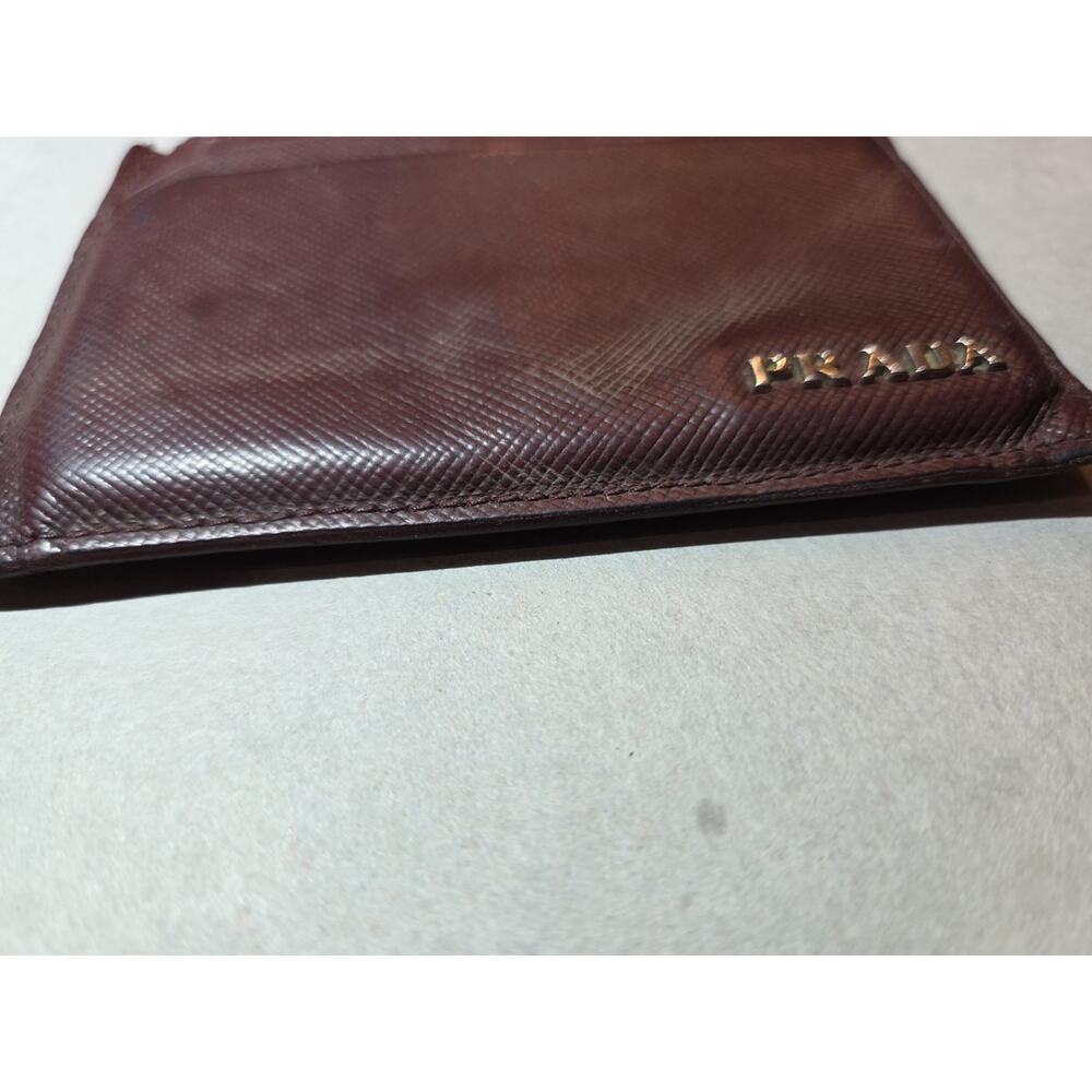 PRADA Saffiano Leather Card Case Brown Card Holder Unisex - Picture 9 of 9